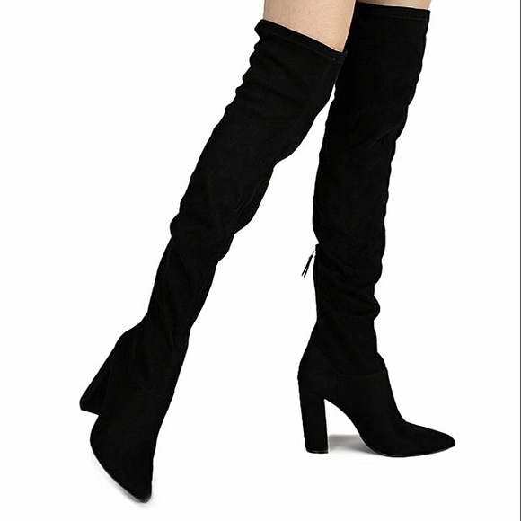 Qupid Signal-145X Black Stretch Suede Pu size 8 NWB - Picture 1 of 6
